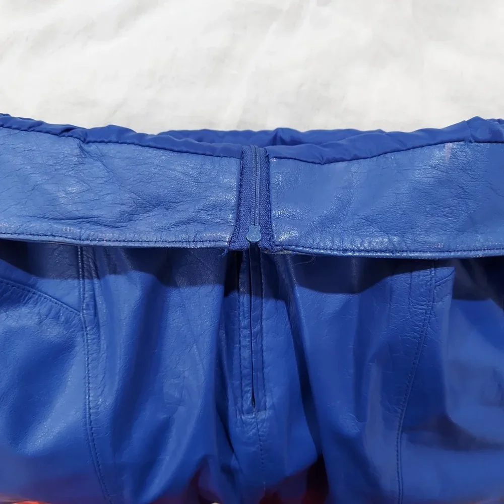 Vintage Cobalt Blue Wilsons Leather CHIA Pencil Skirt Midi Size 10 / 26in Waist - Picture 8 of 10